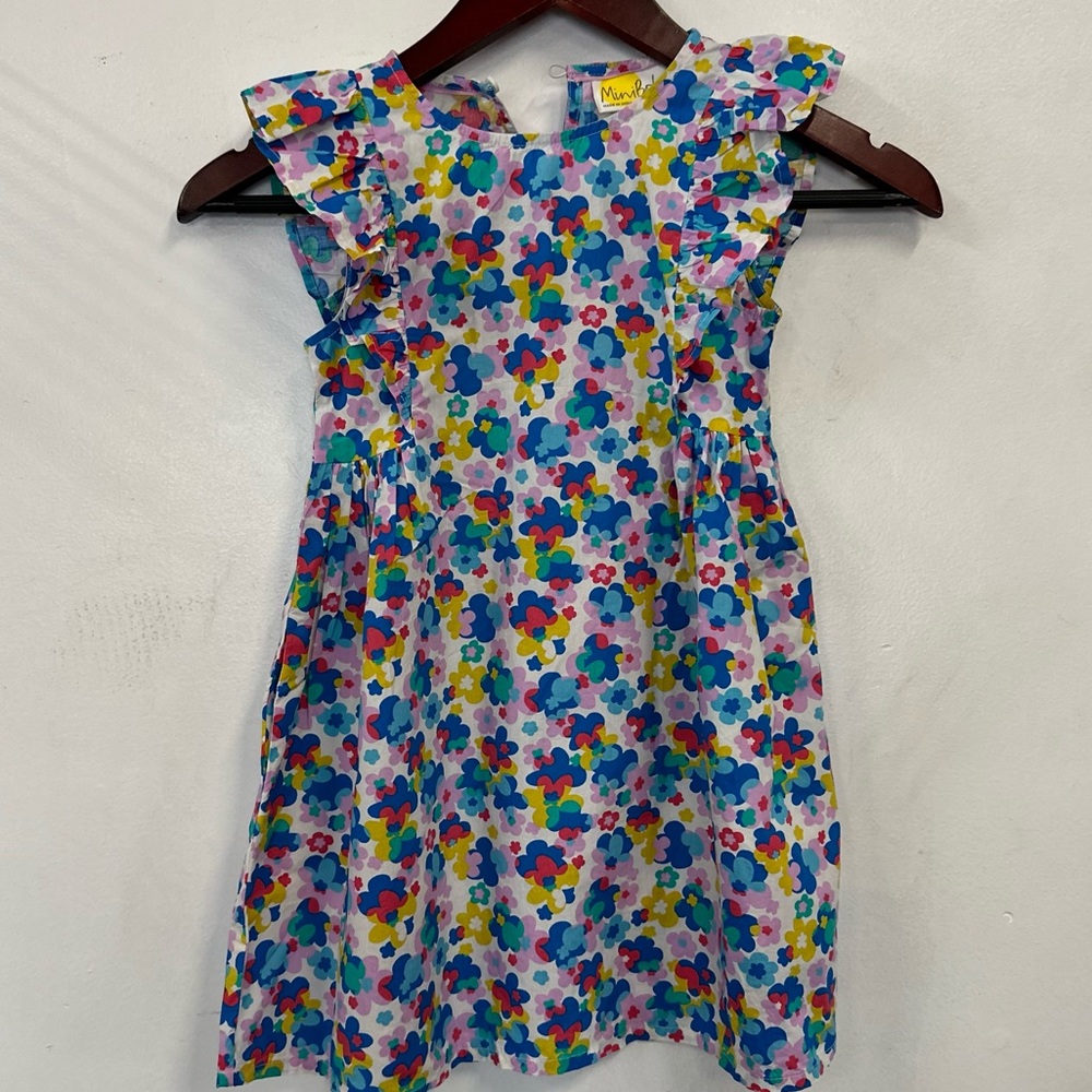 Mini Boden flutter sleeve floral print dress multi happy ditsy size 5/6